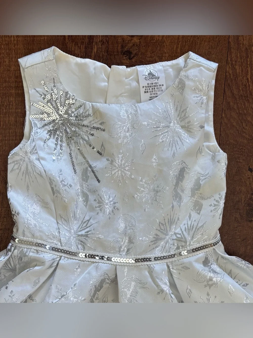Disney frozen dress costume white silver Sz 4 toddler sequin NWT NEW